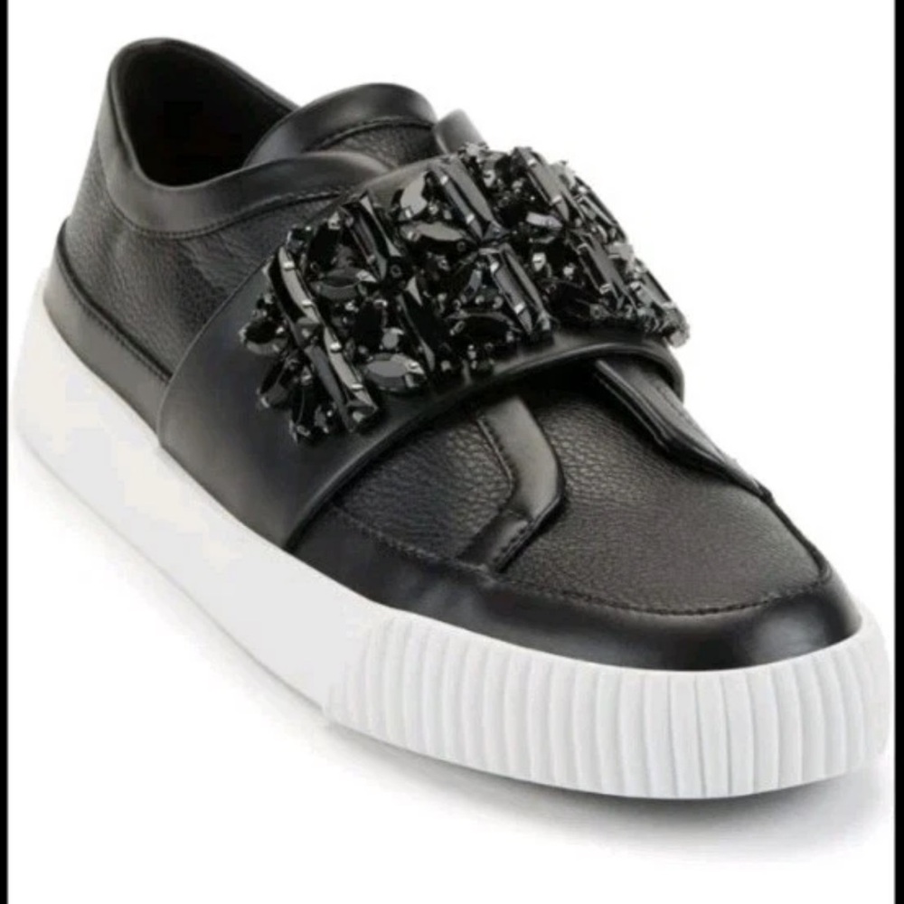 Karl Lagerfeld Black Leather Slip-On Shoes